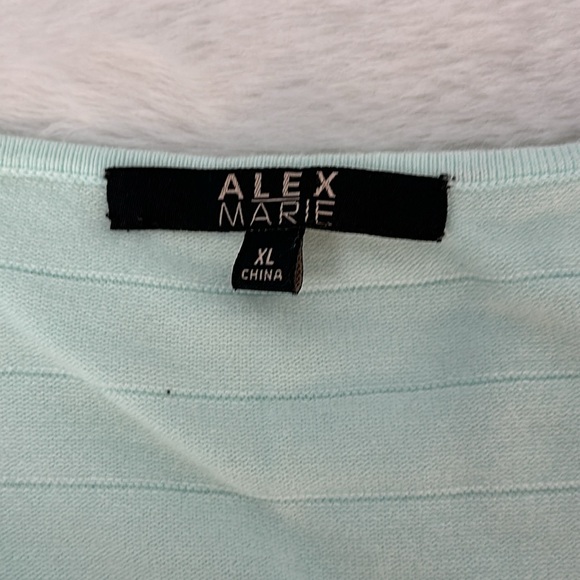 Alex Marie Short Sleeve Blouse Seafoam Green silver threading on sleeves size XL - Picture 6 of 12